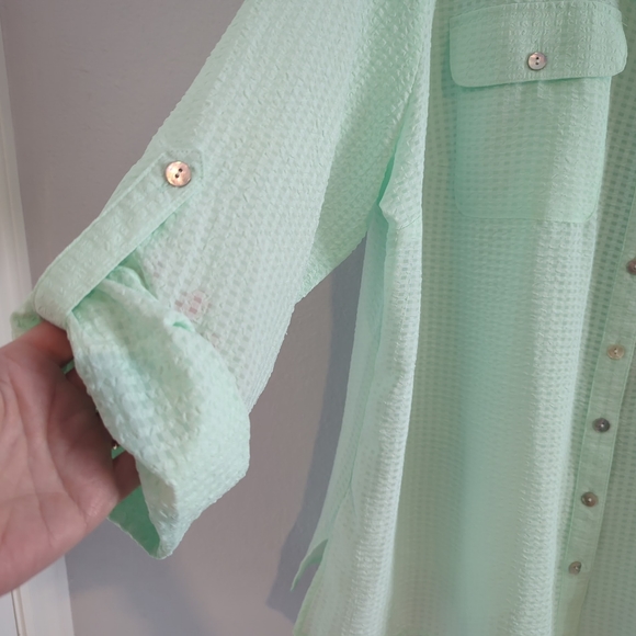 NWT Kim Rogers Curvy Blouse Shirt Button-down Green Women's Plus Size 2X - Picture 4 of 7